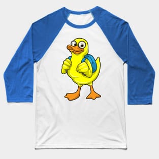 Duck as Student with Backpack Baseball T-Shirt
